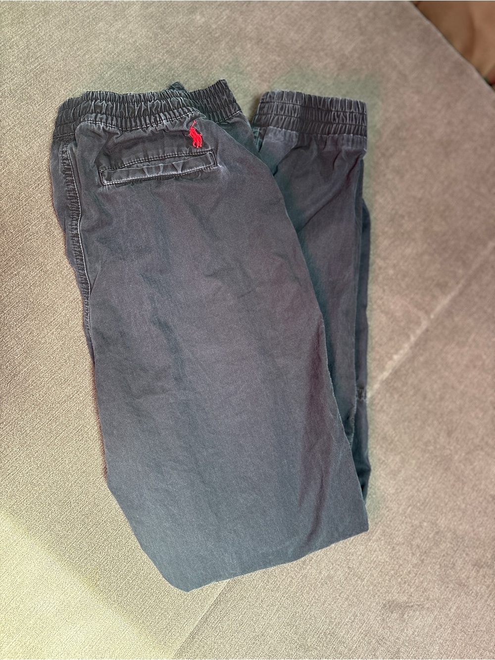 Polo Ralph Lauren Boys Black Cotton Jogger Pants Zip Pocket Size L 14-16